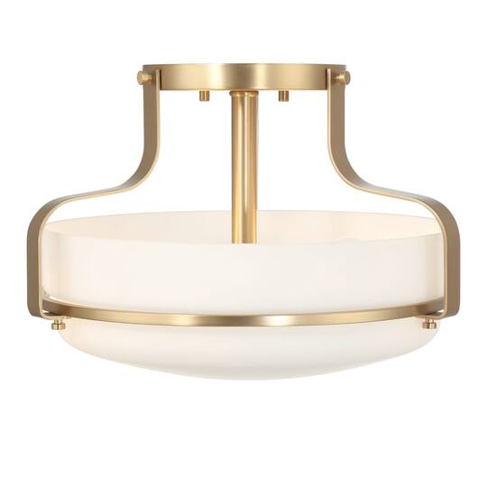 Hello Honey® Chatsworth White & Gold Etched Opal Glass & Metal Semi-Flush Mount Ceiling Light